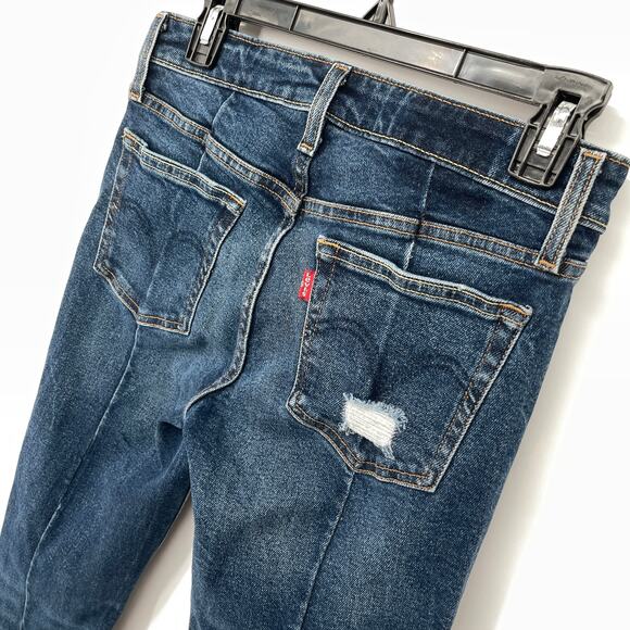 Levi's Altered Skinny 711 Women's Mid Rise Distressed Skinny Jeans W27 L29 Blue - Picture 6 of 10